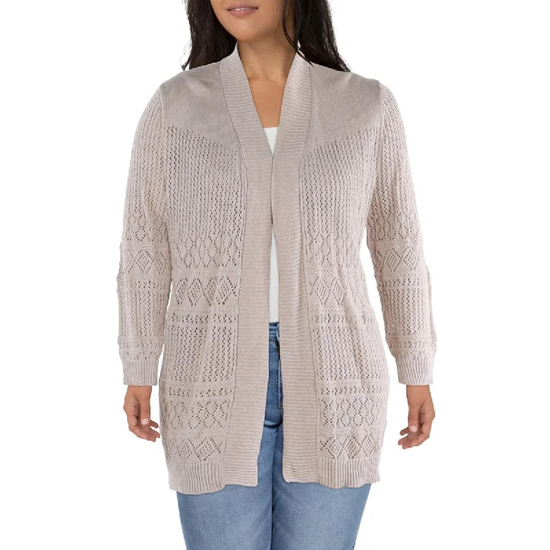 Soft Utility Belldini Womens Plus Crochet Eyelet Cardigan Sweater