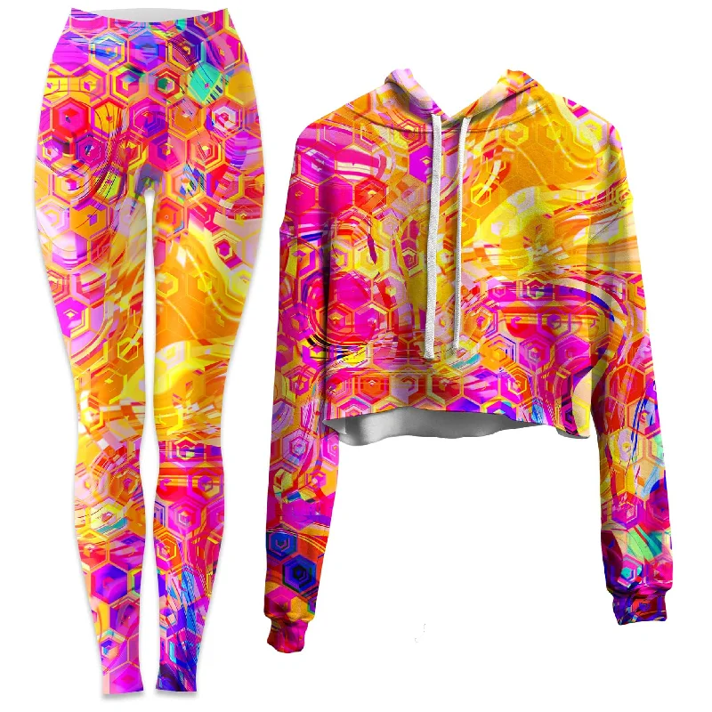 Modern Fit Ornate Drip Crop Hoodie and Leggings Combo