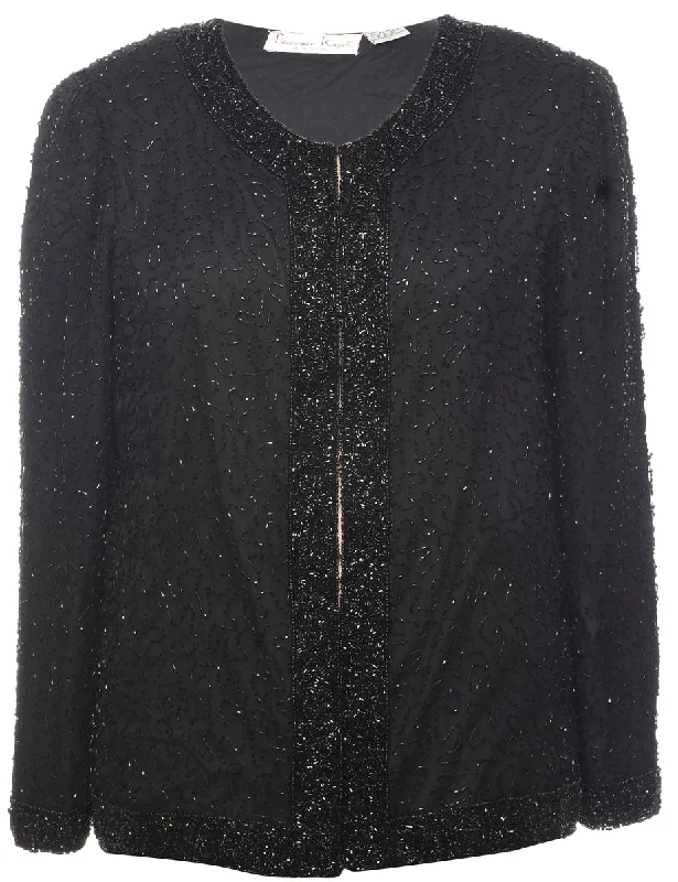 Chic Essentials Silk Beaded Evening Jacket - L