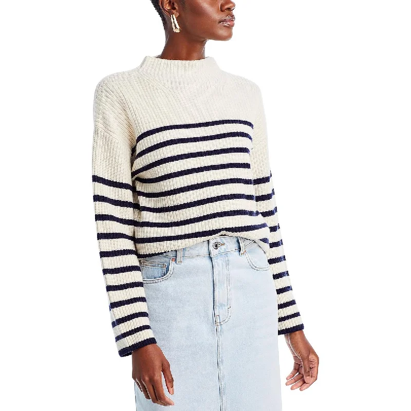 Modern Simplicity Rails Womens Claudia Wool Blend Striped Mock Turtleneck Sweater