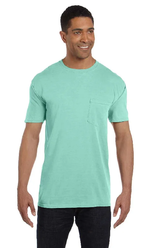 Playful Prints Comfort Colors Mens Short Sleeve Crewneck T-Shirt w/ Pocket - Island Reef Green