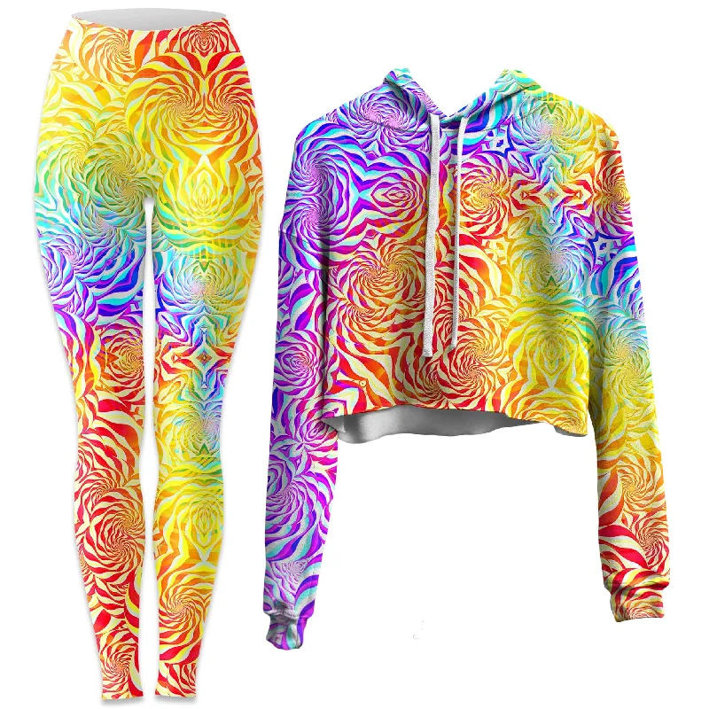 Relaxed Elegance Sunrays Crop Hoodie and Leggings Combo