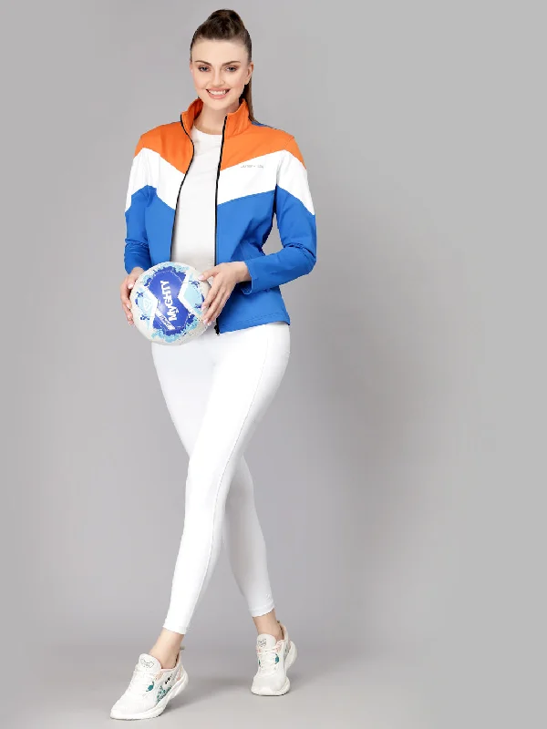 Structured Fashion JUMP USA Women Algier Blue & Orange Colourblocked Polyester Hiking Jacket