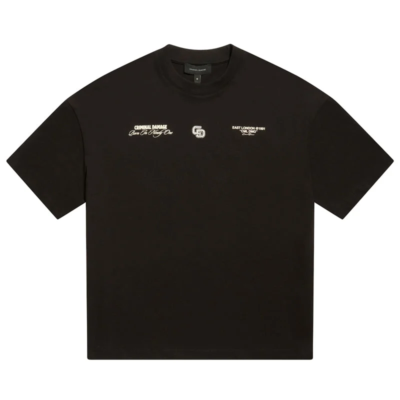 Relaxed Sportwear Criminal Damage Interlocking Logo Tee - Black