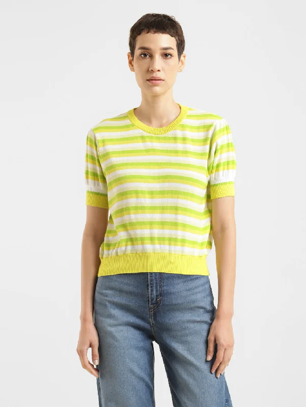 Minimal Earthy Women's Striped Round Neck Sweater