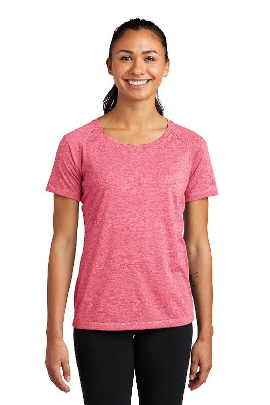 Urban Sporty Sport-Tek Womens Moisture Wicking Short Sleeve Scoop Neck T-Shirt - Heather Raspberry Pink - Closeout