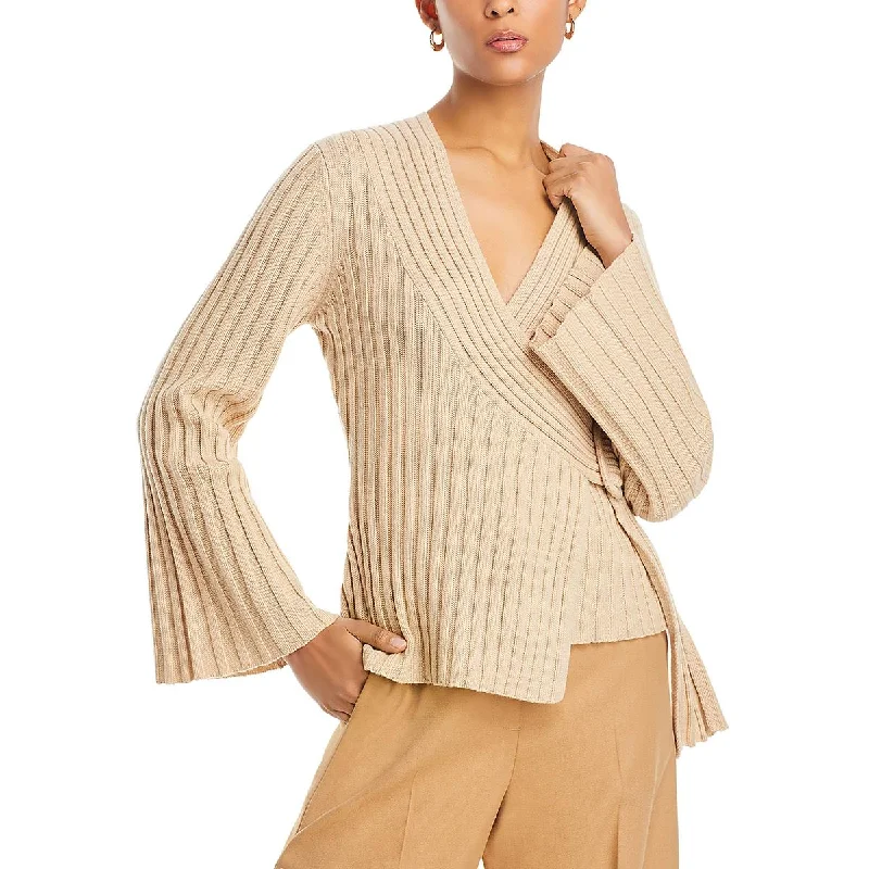 Fashion Statement Malene Birger Womens Wool Faux Wrap Wrap Sweater