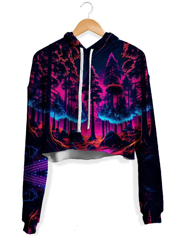 Polished Minimalism Neon Forest Fleece Crop Hoodie