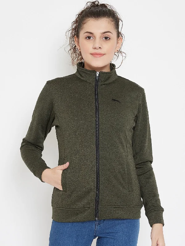 Modern Simplicity JUMP USA Women Solid Olive Active wear Jacket