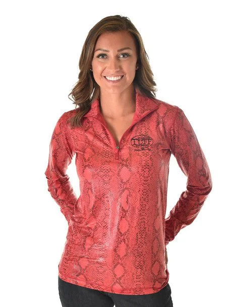 Chic Basics Cowgirl Tuff Womens Quarter Zip Cadet Red Poly/Spandex Athletic Shell Jacket