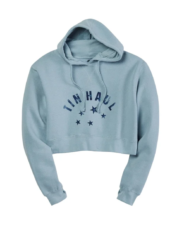 Urban Utility Tin Haul Womens Dropped Stars Light Blue Cotton Blend Hoodie