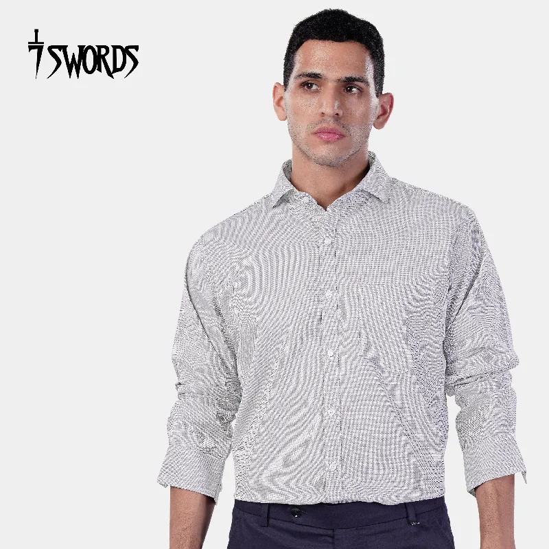 Relaxed Sportwear 7swords-Ghost Gray textured Premium Cotton Shirt