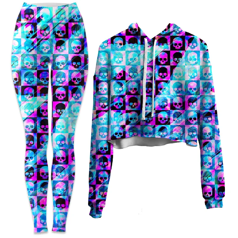 Timeless Modern Skull Fam Blue Crop Hoodie and Leggings Combo