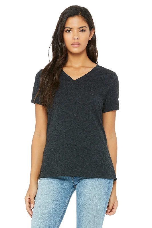 Chic Tailoring Bella + Canvas Womens Short Sleeve V-Neck T-Shirt - Charcoal Black Triblend