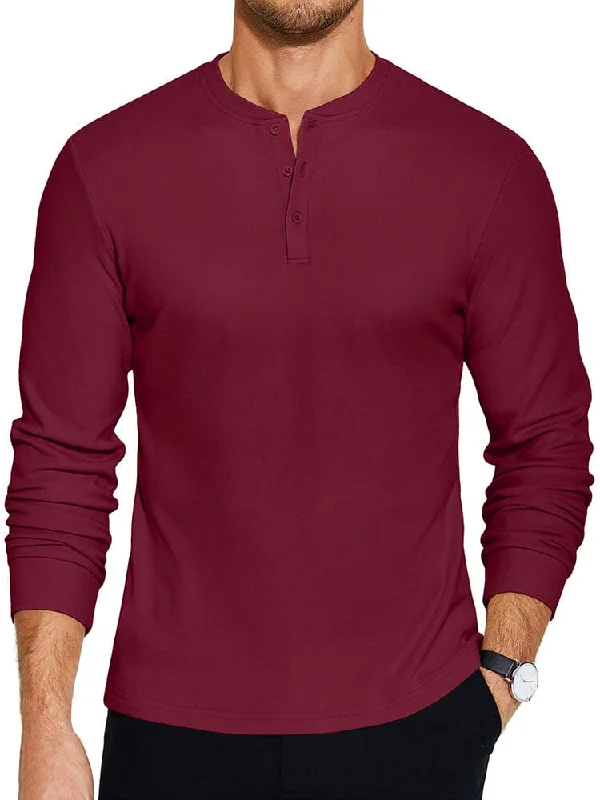 Relaxed Streetwear Urban Classic Simple Henley Shirt (US Only)