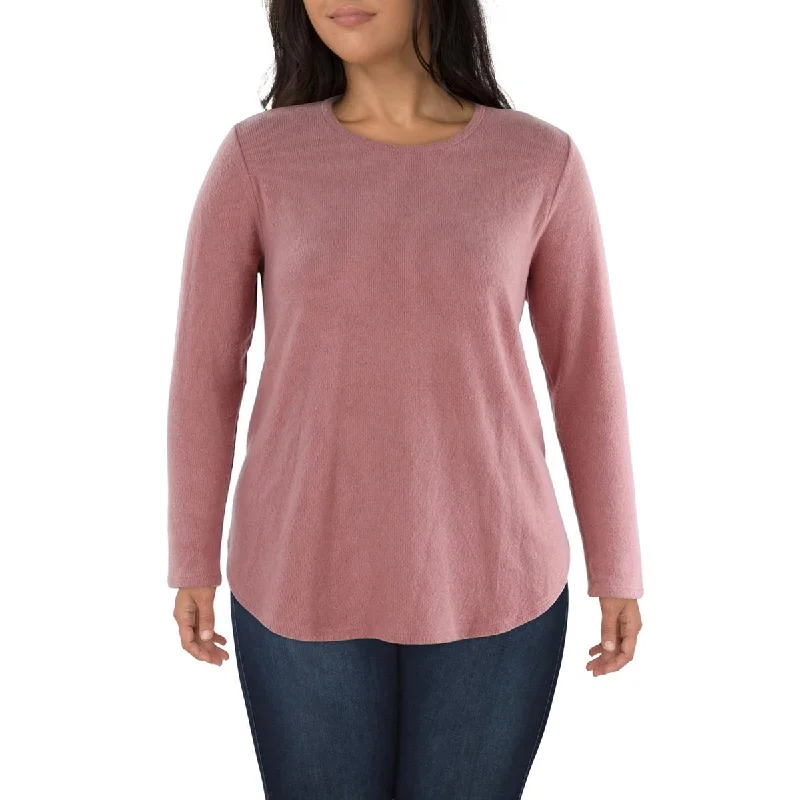 Contemporary Edge Coin 1804 Womens Plus Knit Crew Neck Pullover Sweater