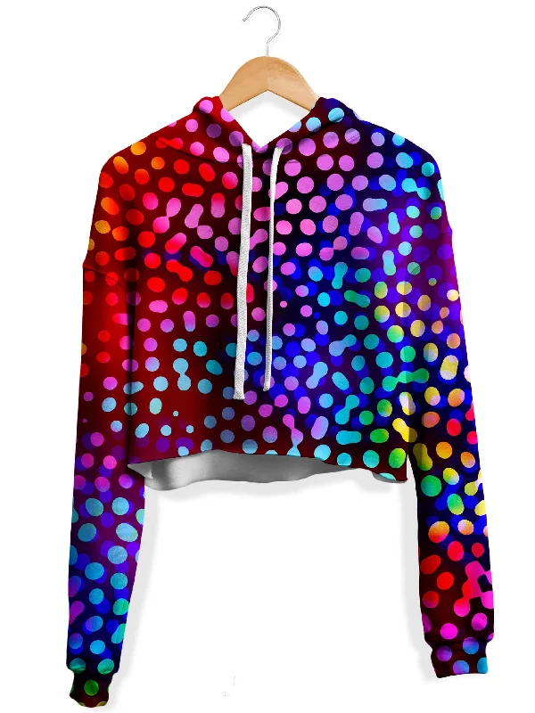 Classic Retro Solar Dots Purple Fleece Crop Hoodie