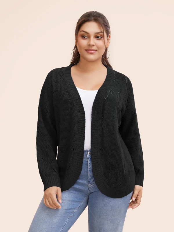 Everyday Tailoring Geometric Hollow Out Open Front Cardigan