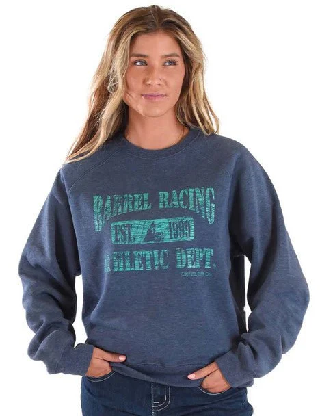 Simplistic Outfit Cowgirl Tuff Womens Barrel Racing Blue Poly/Rayon Sweatshirt