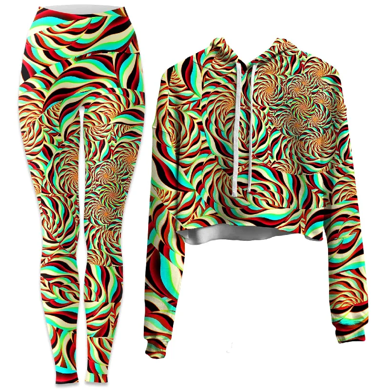 Neutral Layers Horizon Trippy Crop Hoodie and Leggings Combo