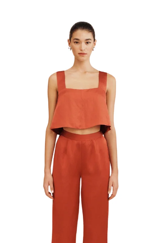 Elevated Streetwear Gigi Crop Top in Redwood