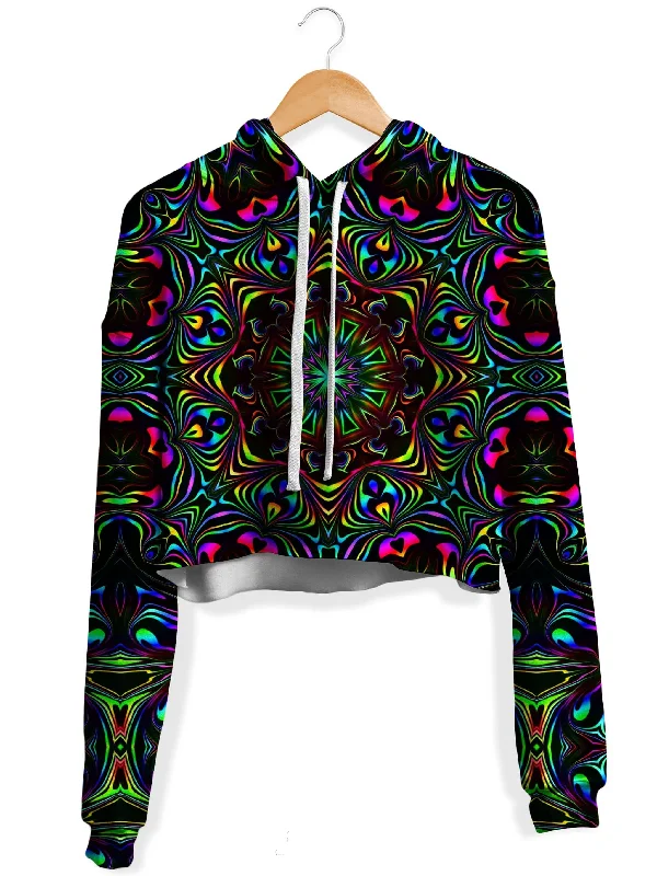 Sporty Tailoring Kaleidoscope Eyes Fleece Crop Hoodie