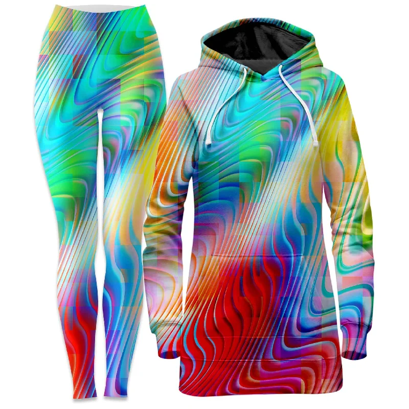 Vintage Essentials Rainbow Prism Hoodie Dress and Leggings Combo