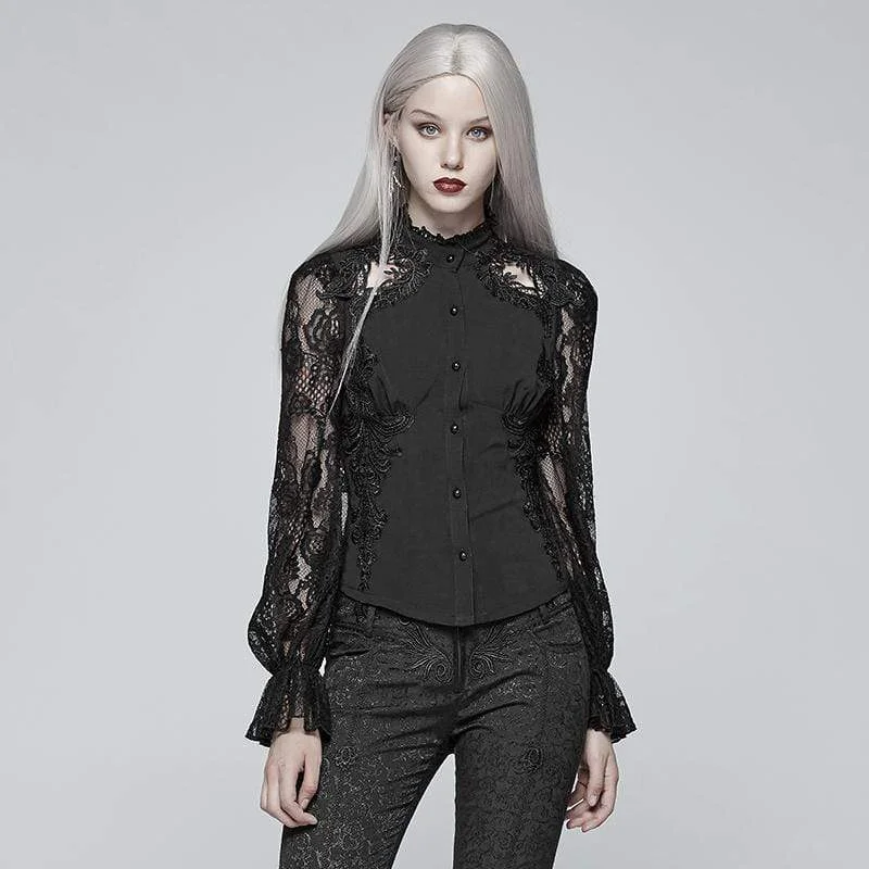 Sophisticated Casual Women's Goth Lace Blouse