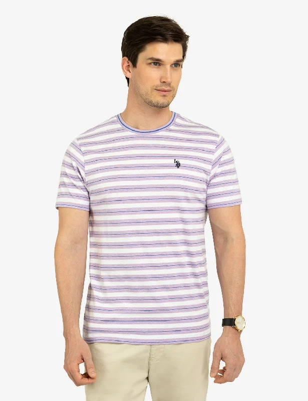 Sleek Tailoring YARN DYE STRIPE JERSEY CREW NECK T-SHIRT