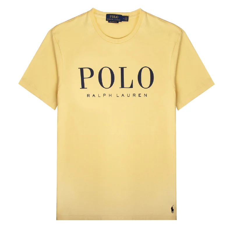 Aesthetic Casual Polo Ralph Lauren Custom Slim Fit Logo Jersey T-Shirt Empire Yellow