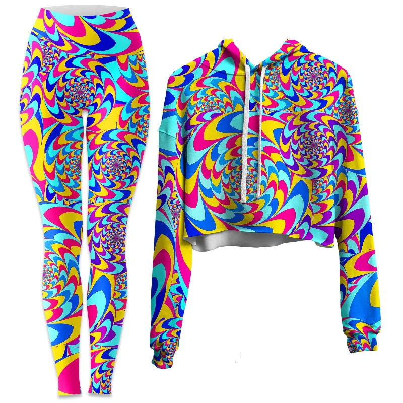 Futuristic Casual Rabbit Hole Crop Hoodie and Leggings Combo