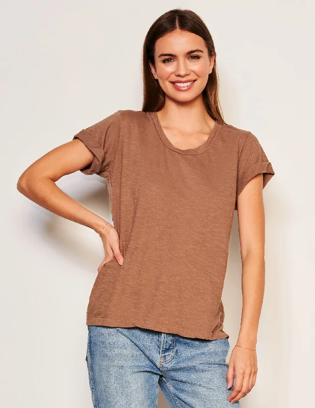 Urban Prints Sundry Rolled Sleeve Tee in Taupe