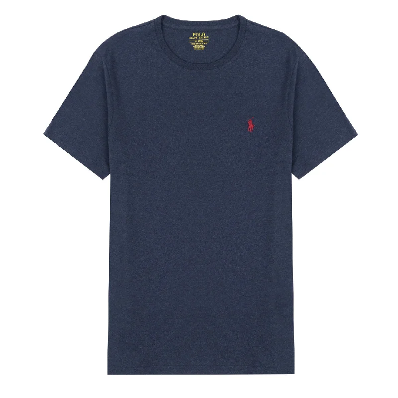 Monochrome Look Polo Ralph Lauren Custom Slim Fit Cotton T-Shirt Medieval Blue Heather