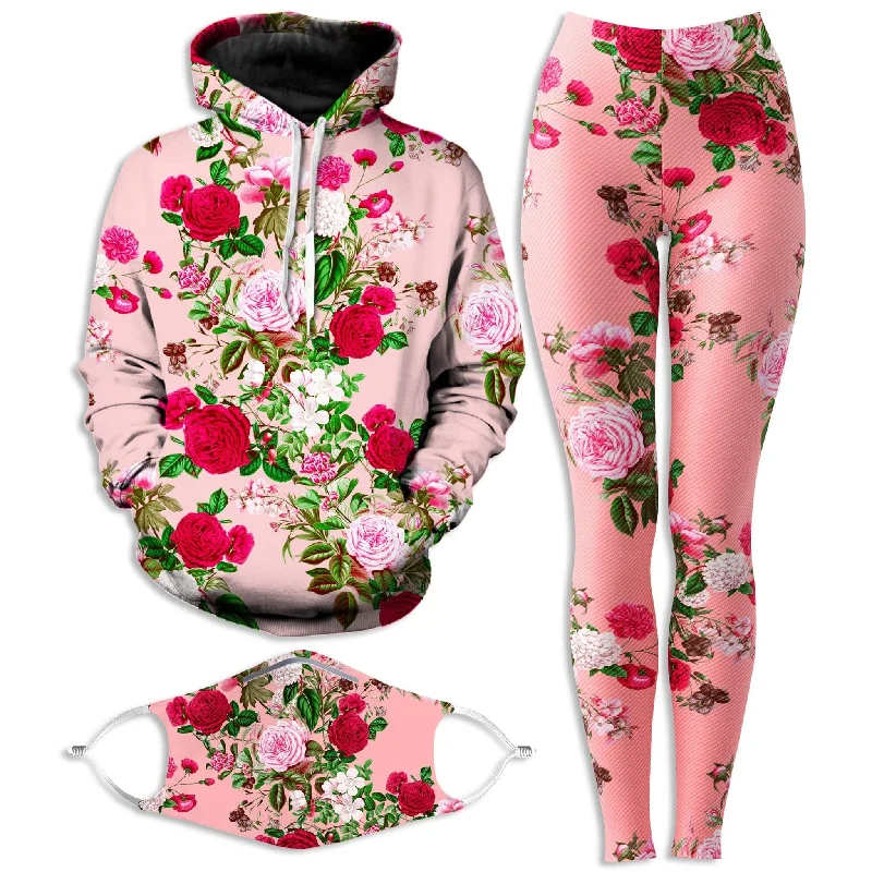 Preppy Minimalism Pastel Hoodie and Leggings with PM 2.5 Face Mask Combo