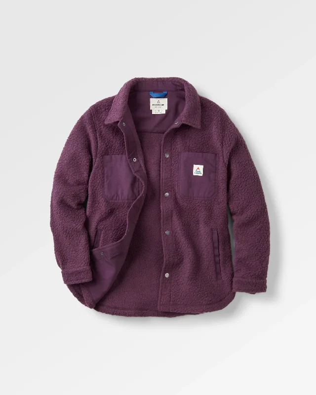 Retro Streetwear Rappel Recycled Sherpa Oversized Shirt - Deep Plum