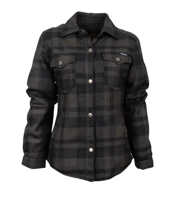 Simple Aesthetic STS Ranchwear Womens Trapper Shirt Gray/Navy Plaid 100% Polyester Cotton Jacket