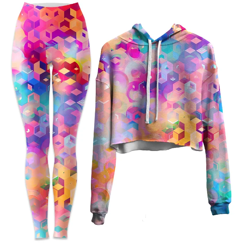 Sophisticated Streetwear Portal Realm Crop Hoodie and Leggings Combo