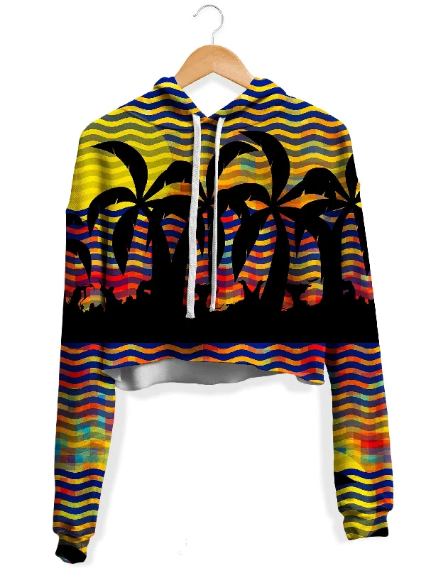 Simplistic Layers Trippy Tropical Nights Fleece Crop Hoodie