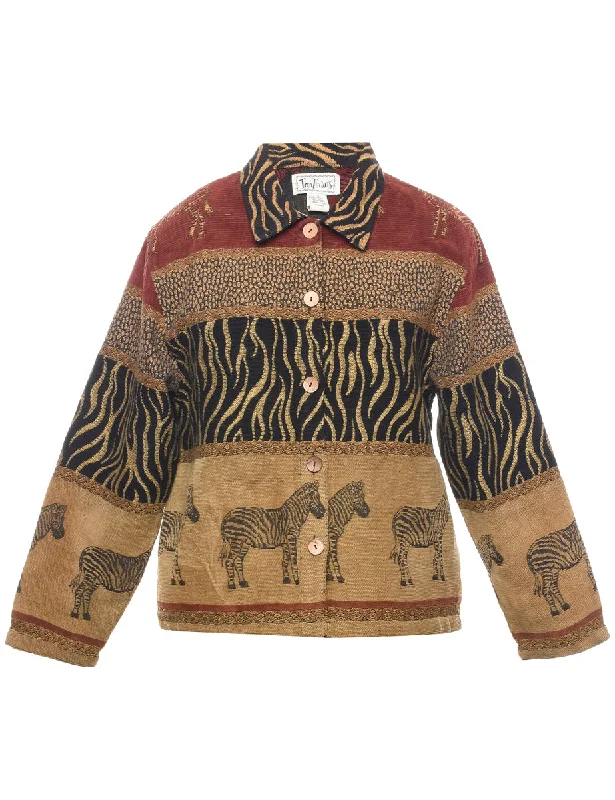 Elevated Fashion Animal Print Tapestry Jacket - S