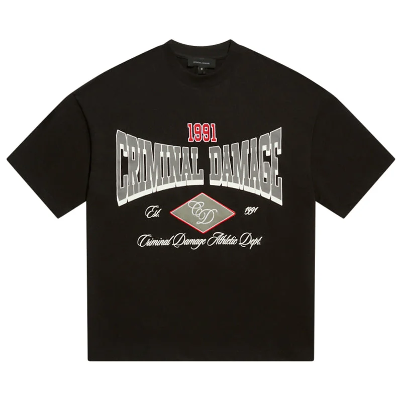 Vintage Retro Criminal Damage Athletic Tee - Black/Red