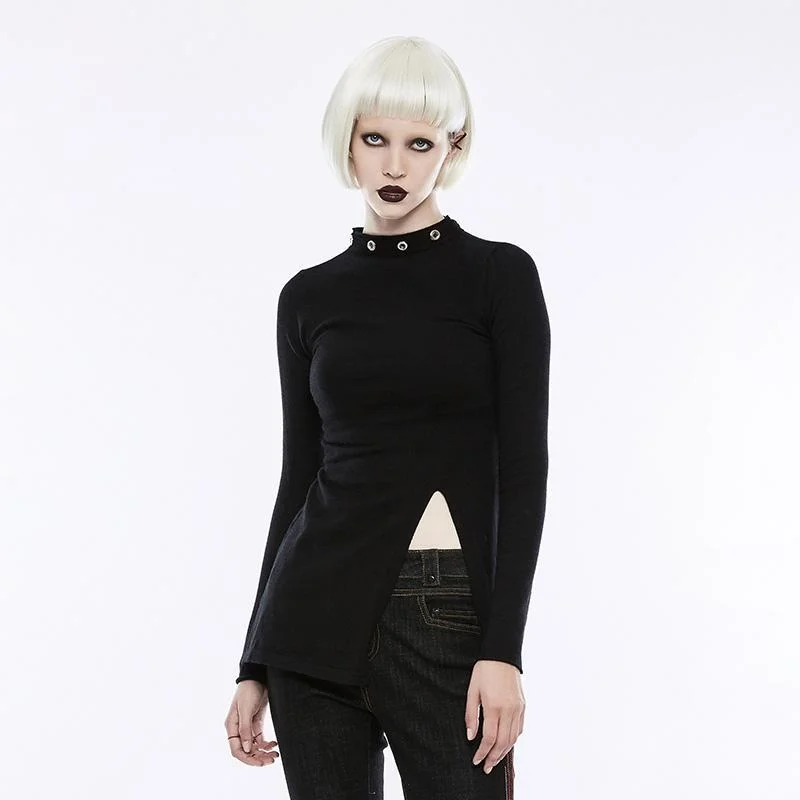 High-End Streetwear Women's Diablo Split Stand Collar Sweater