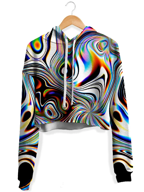 Vintage Utility Oil Aura Fleece Crop Hoodie