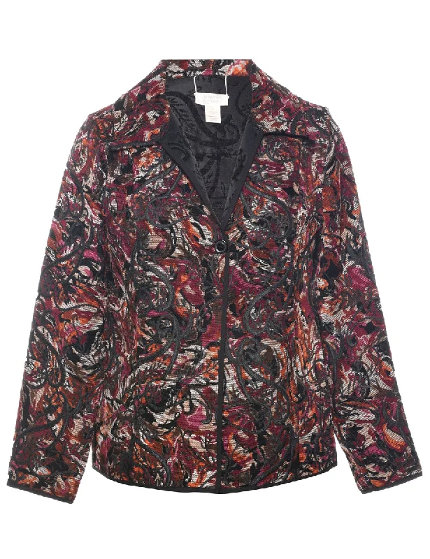 Vintage Utility Floral Pattern Tapestry Jacket - S