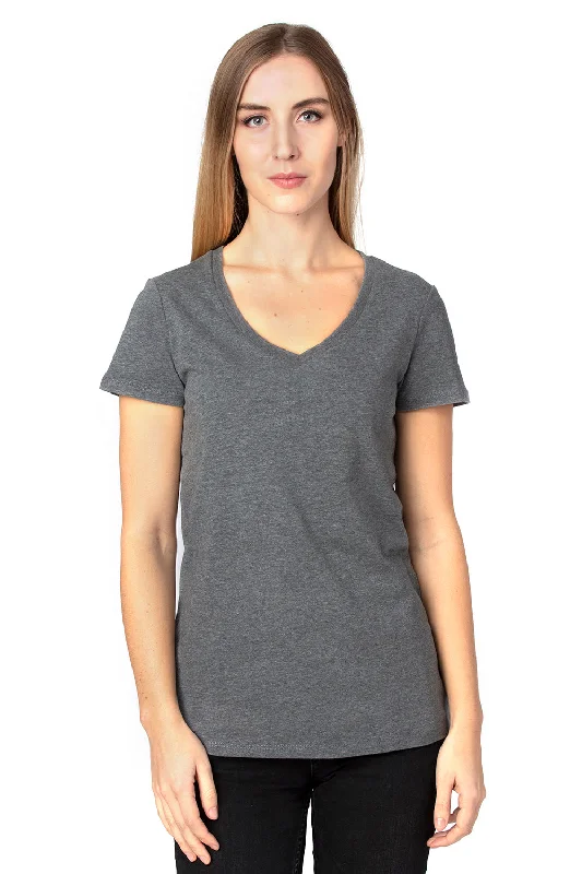 Urban Prints Threadfast Apparel Womens Ultimate Short Sleeve V-Neck T-Shirt - Heather Charcoal Grey