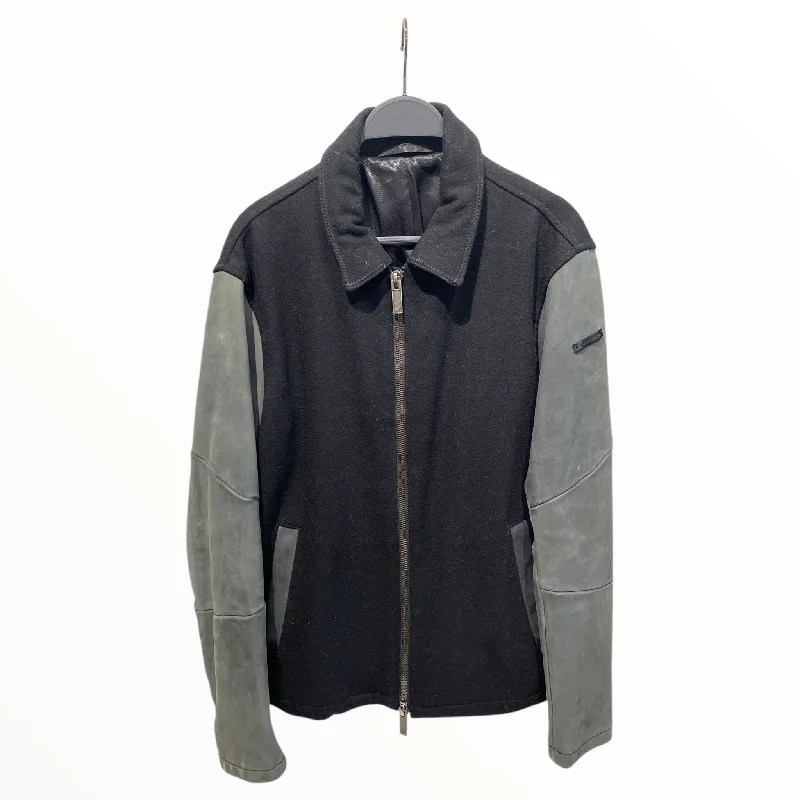 Punk Fashion EMPORIO ARMANI/Leather Jkt/M/Wool/BLK/