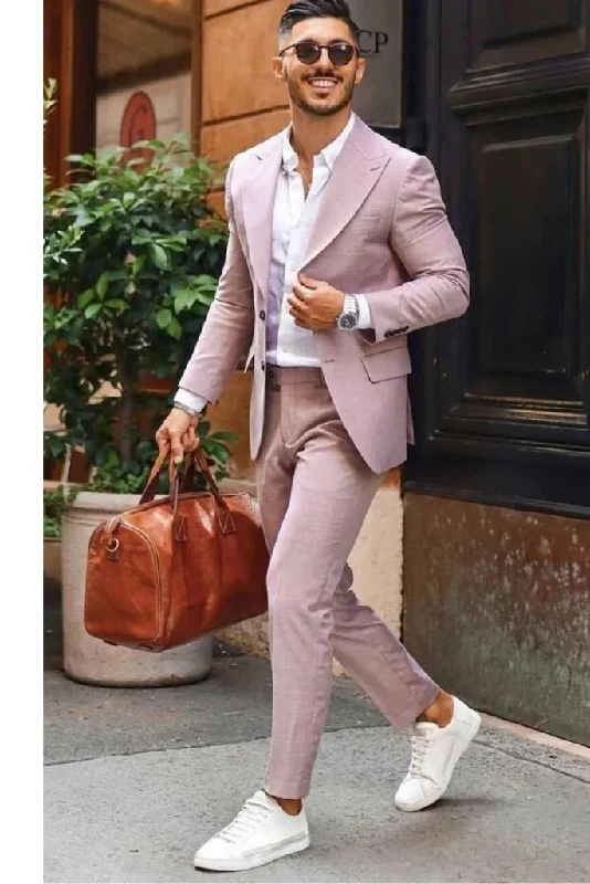 Elevated Everyday Men's 2 Piece Suit Pink Perfect For Dinner Suits, Wedding Grooms Suits, Bespoke For Men