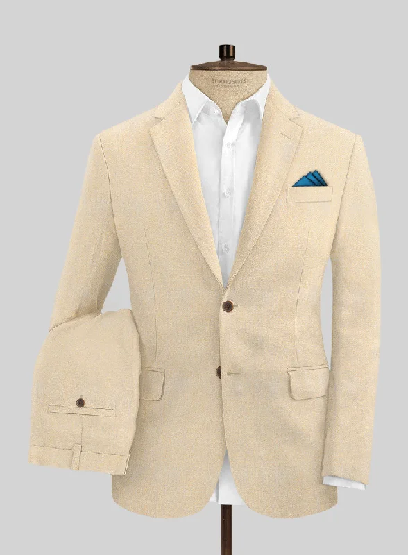 Contemporary Tailoring Italian Prato Musk Linen Suit