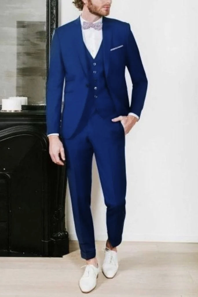 Pastel Aesthetic Men's Premium Royal Blue Three Piece Suit Wedding Suit Formal Suit Slim Fit Dinner Suit Bespoke Tailoring - Gift For Him