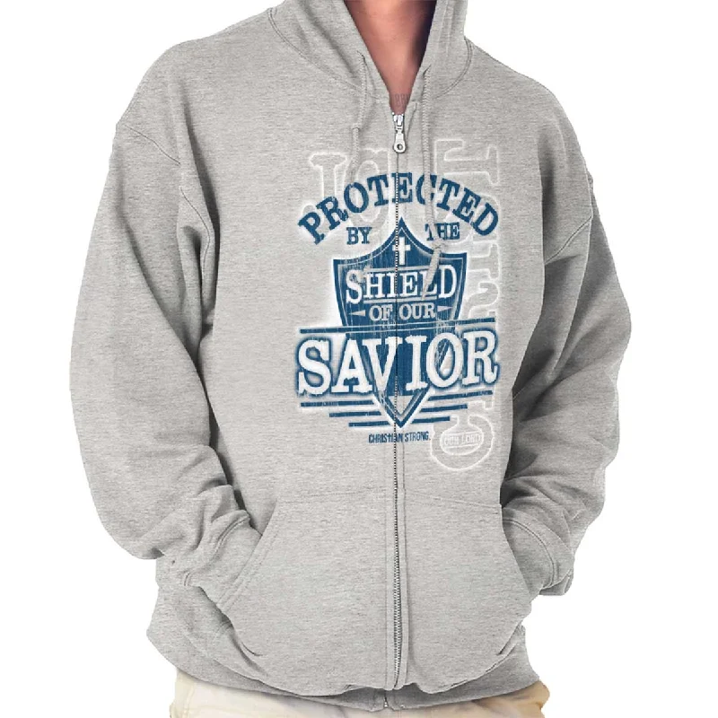 Vintage Boho Shield of our Savior Zip Hoodie