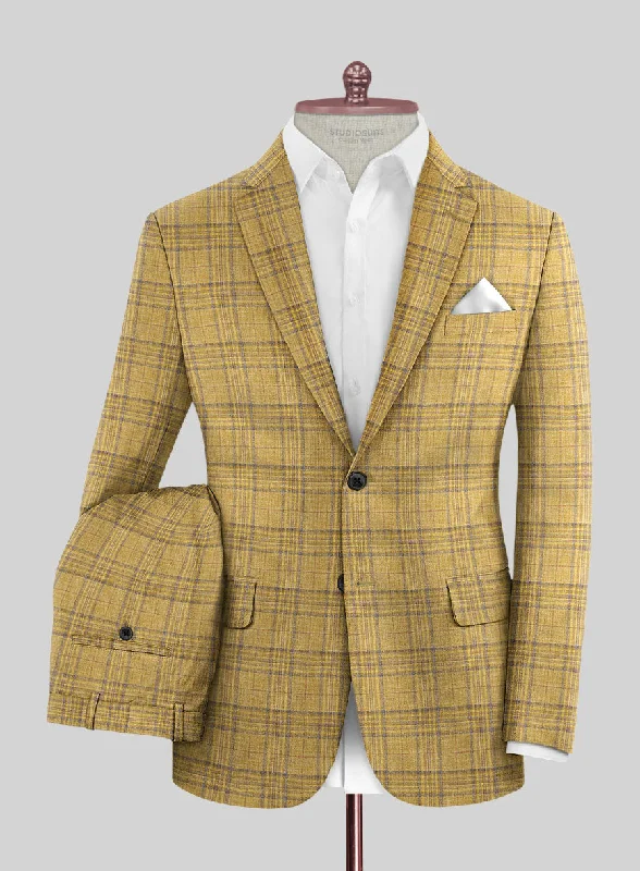 Street Goth Noble Ochre Check Wool Silk Linen Suit